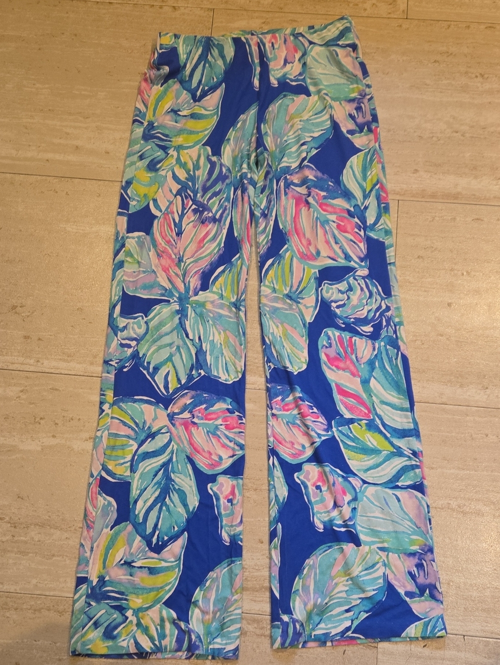 Lilly Pulitzer Blue Ocean Print Wide Leg Pants